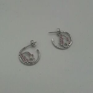 Silver and Pink Hoop Earrings